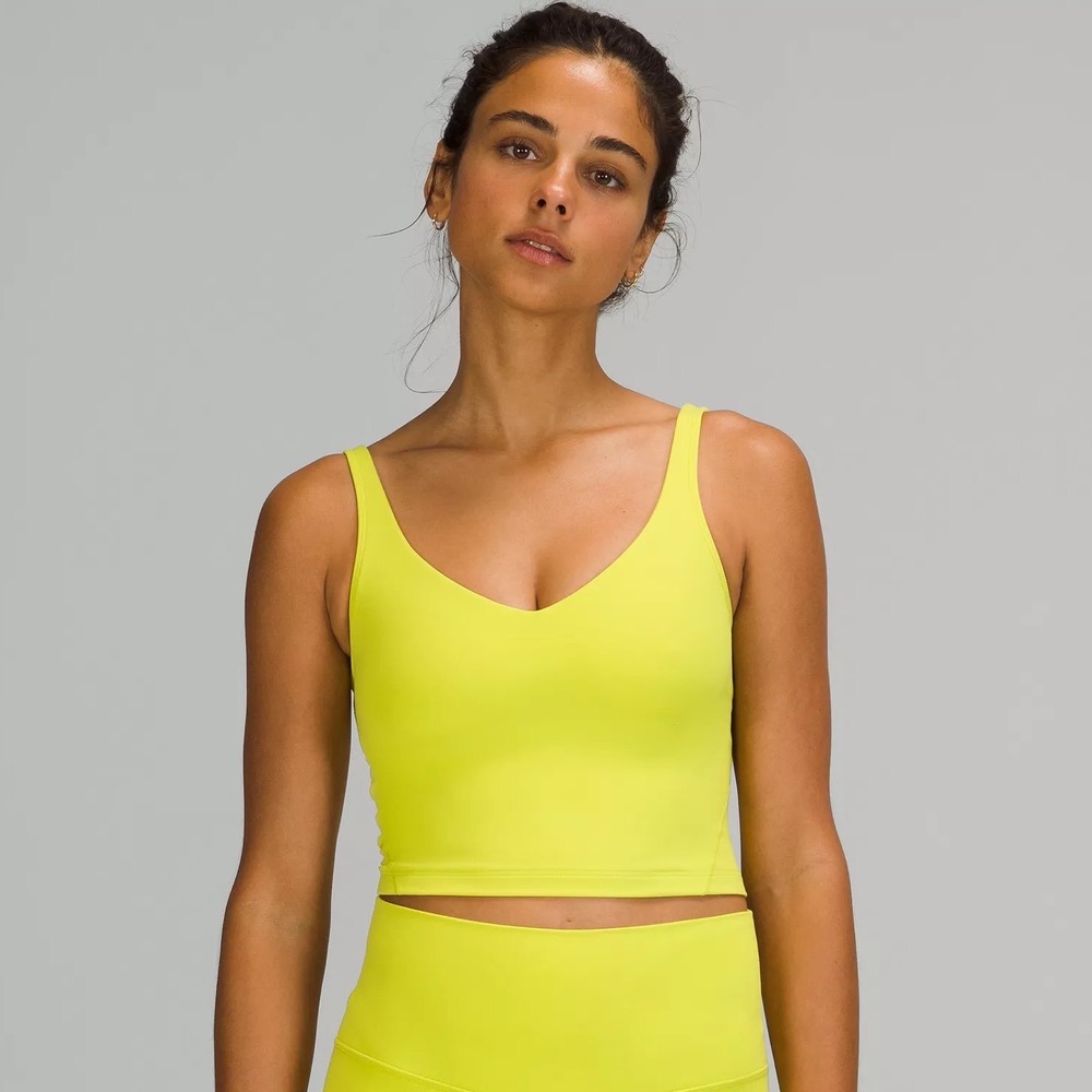 Lululemon Align Tank Women 12 Yellow Nulu Yoga Cropped Activewear Bold Workout